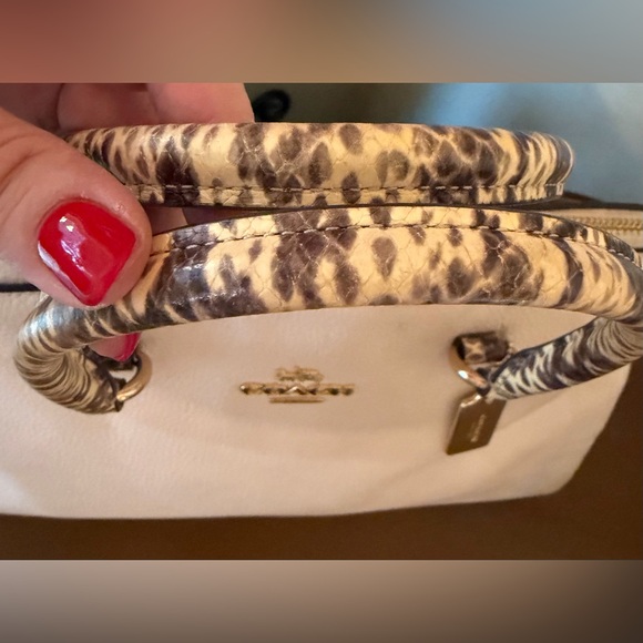 Coach Cream Mia Satchel with Animal Print Handles and Crossbody Strap - Picture 4 of 16